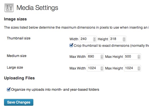 Change the thumbnail settings to match front page layout size
