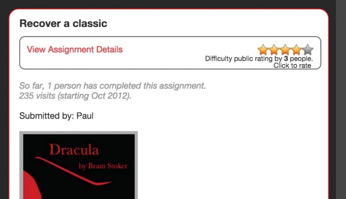 Hover over any assignments rating and click the star rating you think is appropriate