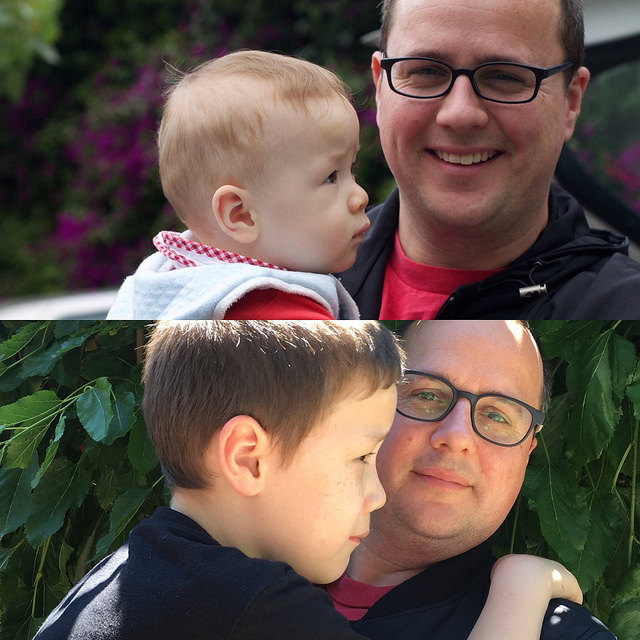 Alex and Dad, 2011 and Now